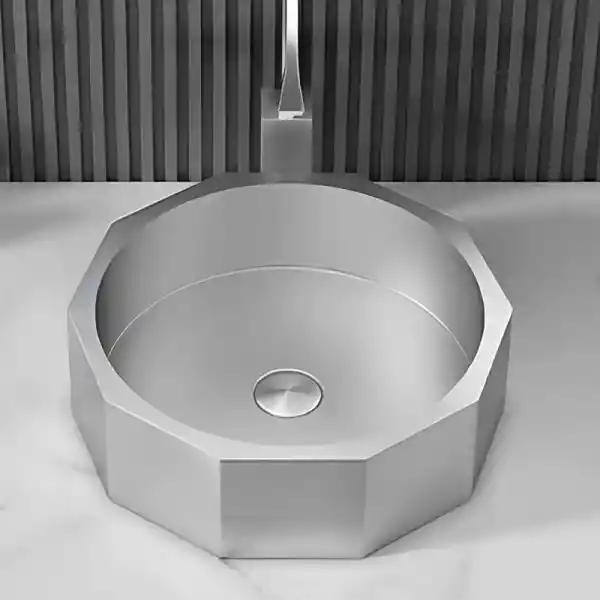 Schnelle Sch S5510 Chrome Tezgah Üstü Hegzagon Çelik Lavabo