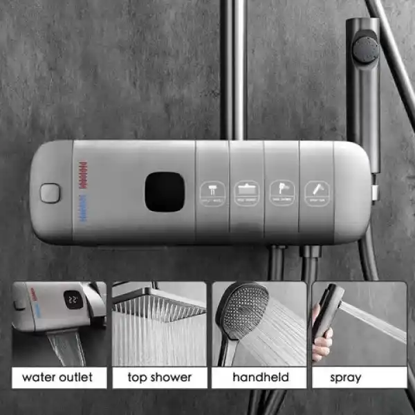 Schnelle Neptün Grey Termostatik Dijital Duş Seti