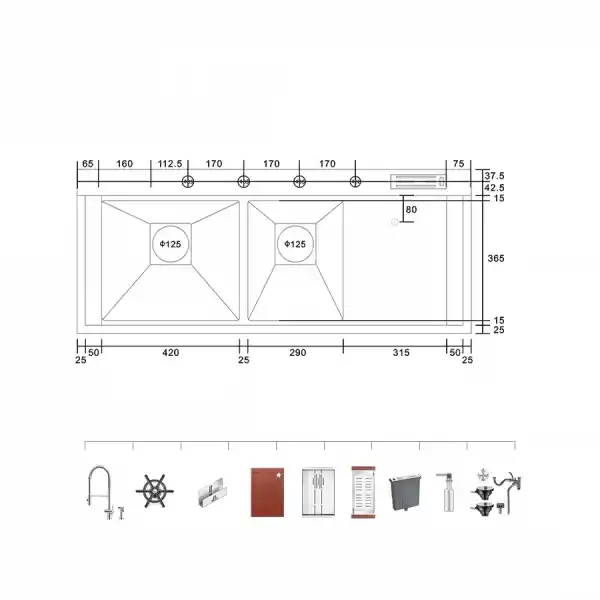 Schnelle AQ 12050X 120 Cm Mutfak Evyesi