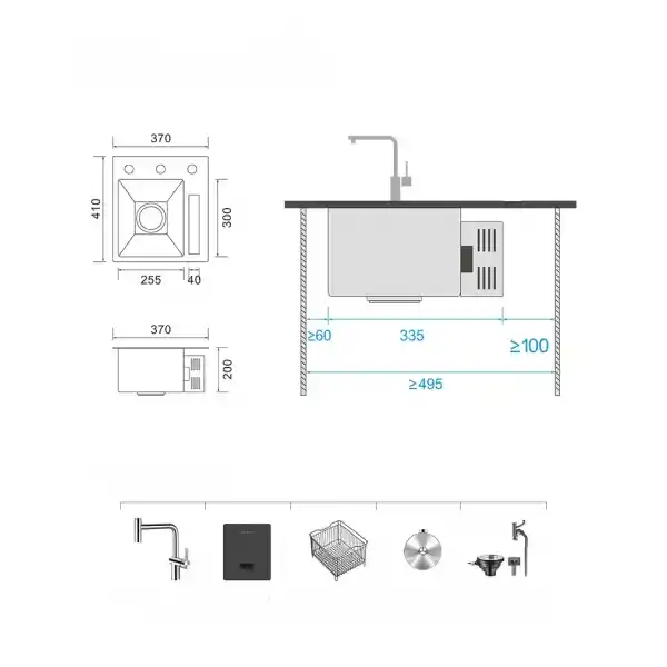 Schnelle AQ 3741JH 37 Cm Ultrasonik Mutfak Evyesi