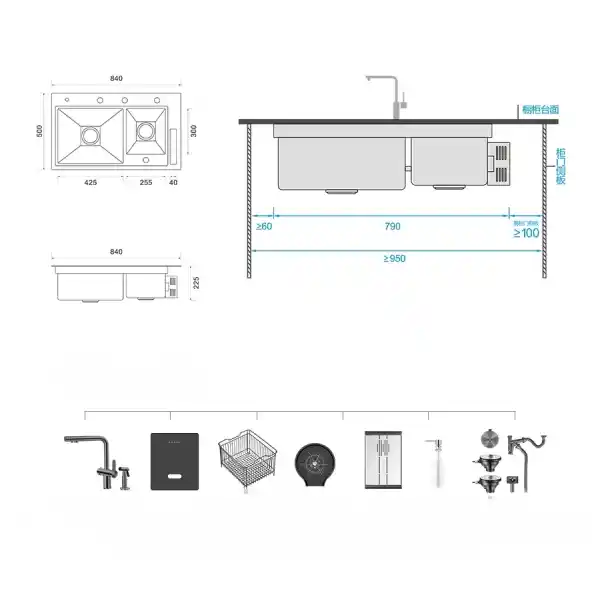 Schnelle AQ 8450NJH 84 Cm Ultrasonik Akıllı Evye