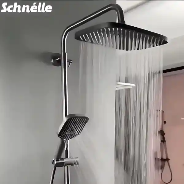 Schnelle Space Black Dijital Termostatik Duş Seti