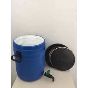 60 Lt. Çift Katman, İçi Beyaz, Musluklu Bidon