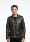 Akrotil Erkek Siyah Motor Deri Ceket
