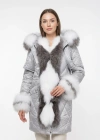 Asrifos Kadın Gri Uzun Tilki Kürkü Parka