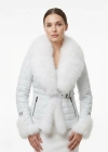 Kandeva Kadın Beyaz Kürklü Deri Ceket