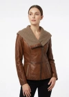 Koletsa Kadın Kahverengi Kısa Deri Ceket