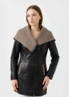 Koletsa Kadın Siyah Uzun Deri Ceket