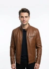 Kolona Erkek Açık Kahve Deri Ceket