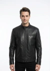 Kolona Erkek Siyah Deri Ceket