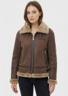 Koskovat Kadın Kahverengi Kürklü Deri Kaban
