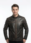 Kuvaroz Erkek Siyah Motor Deri Ceket