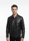Melmenat Erkek Siyah Yakalı Deri Ceket