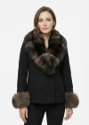 Palodya Kadın Siyah Kısa Kürklü Cashmere