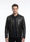 Sanova Erkek Siyah Deri Ceket