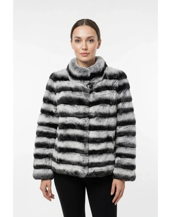 Arsevos Kadın Klasik Chinchilla Kısa Kürk Ceket