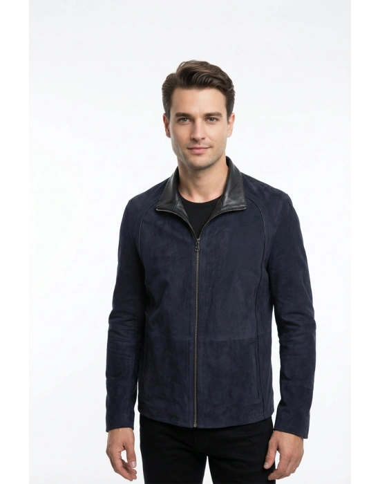 Guvant Erkek Lacivert Çift Taraflı Süet Ceket