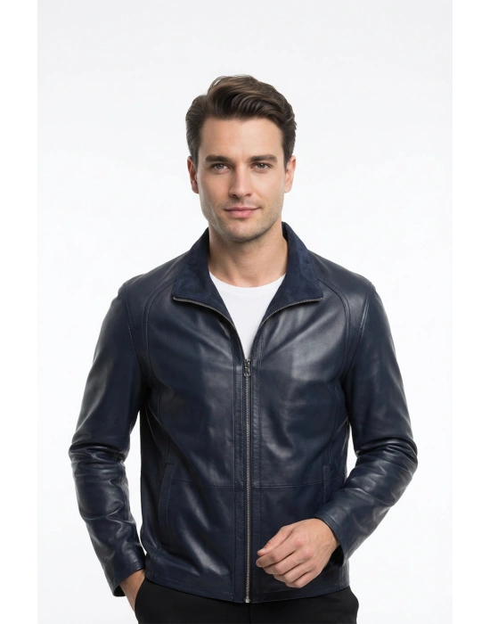 Guvant Erkek Lacivert Çift Taraflı Süet Ceket