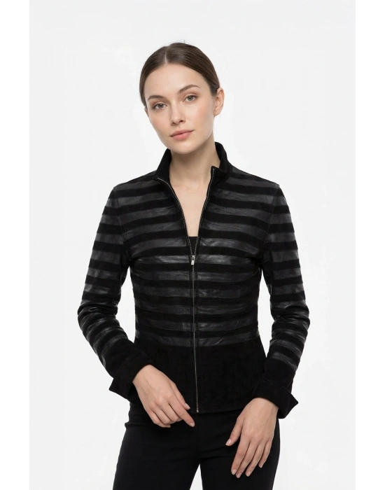 Harvel Kadın Siyah Süet DeriCeket