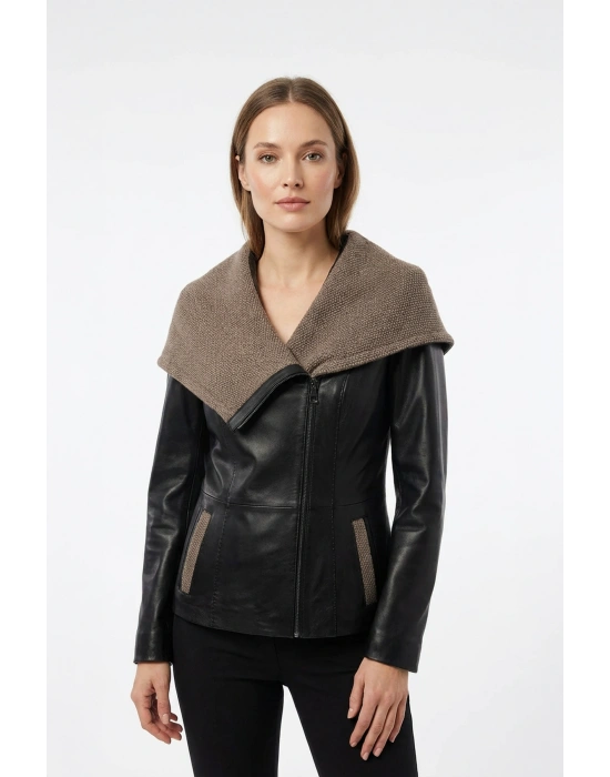 Koletsa Kadın Kırmızı Kısa Deri Ceket