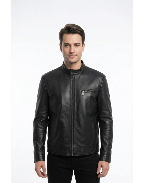 Kolona Erkek Siyah Deri Ceket