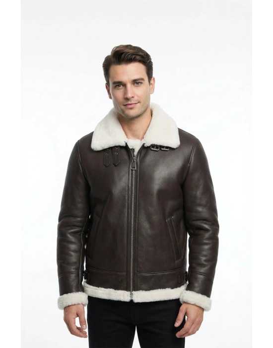 Kukulat Erkek Siyah Kürklü Deri Kaban