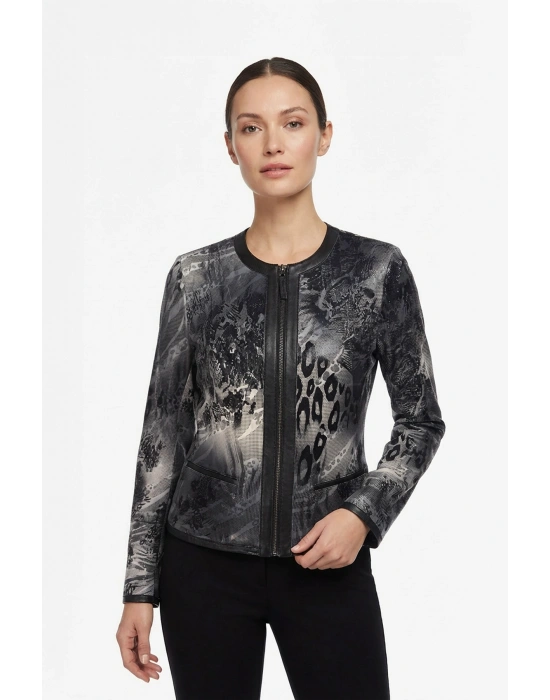 Liparit Kadın Siyah Çift Taraflı Deri Ceket