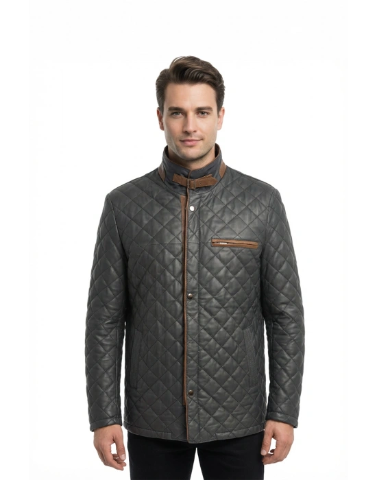 Makrevis Erkek Siyah Deri Ceket