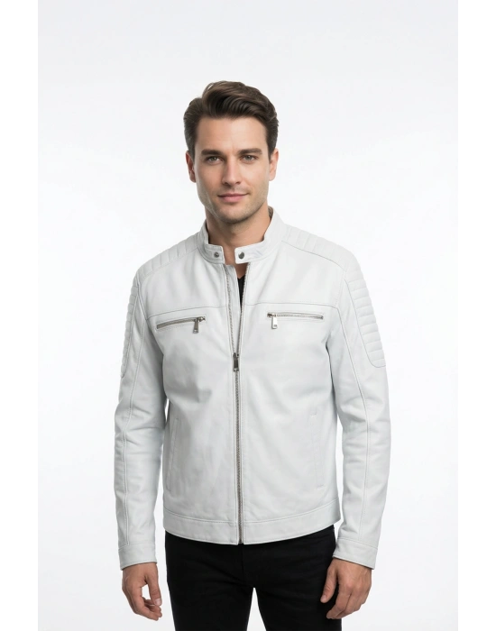 Palivat Erkek Beyaz Deri Ceket