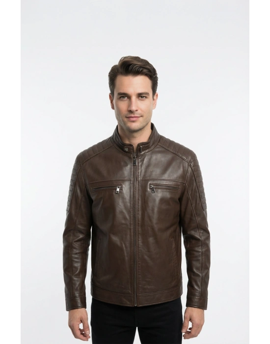 Palivat Erkek Kahverengi Deri Ceket