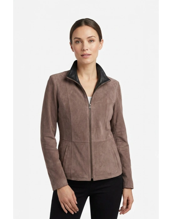 Peripoli Kadın Cino Çift Taraflı Kısa Süet Ceket