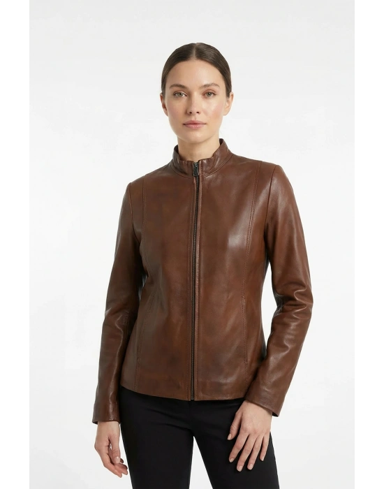 Petran Kadın Kahverengi Deri Ceket