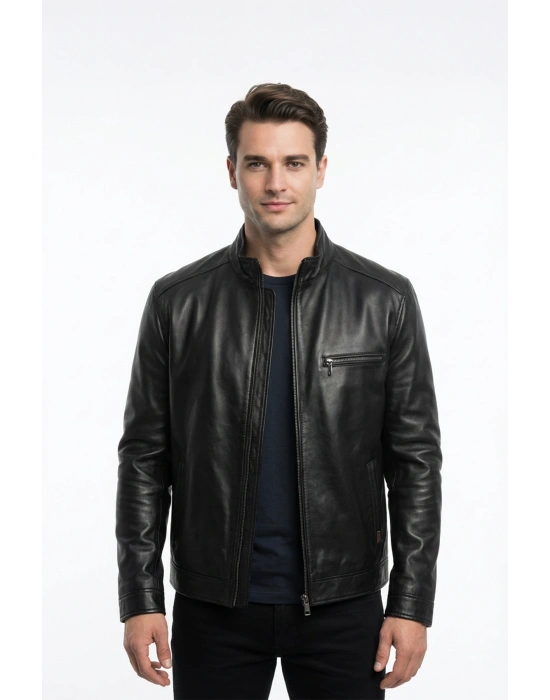 Sanova Erkek Siyah Deri Ceket