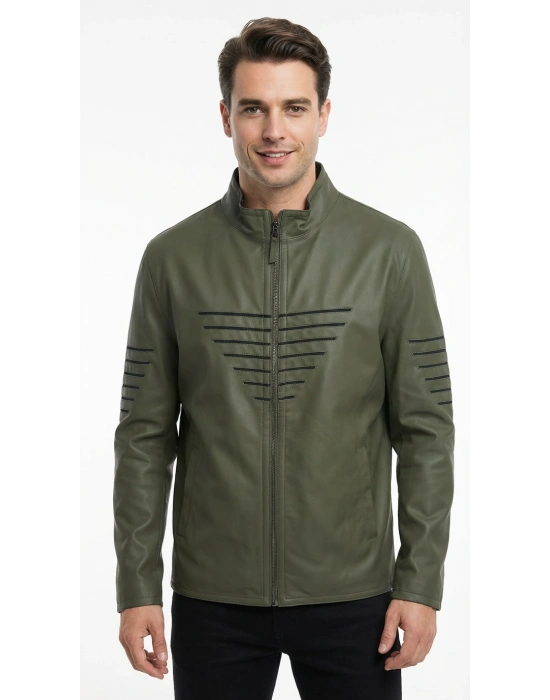 Sitori Erkek Yeşil Çift Taraflı Deri Ceket