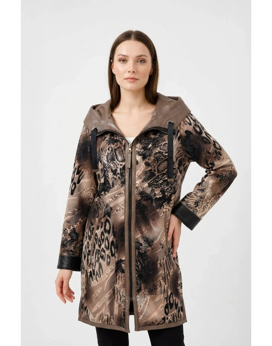 Tezina Kadın Siyah Çift Taraflı Uzun Deri Ceket