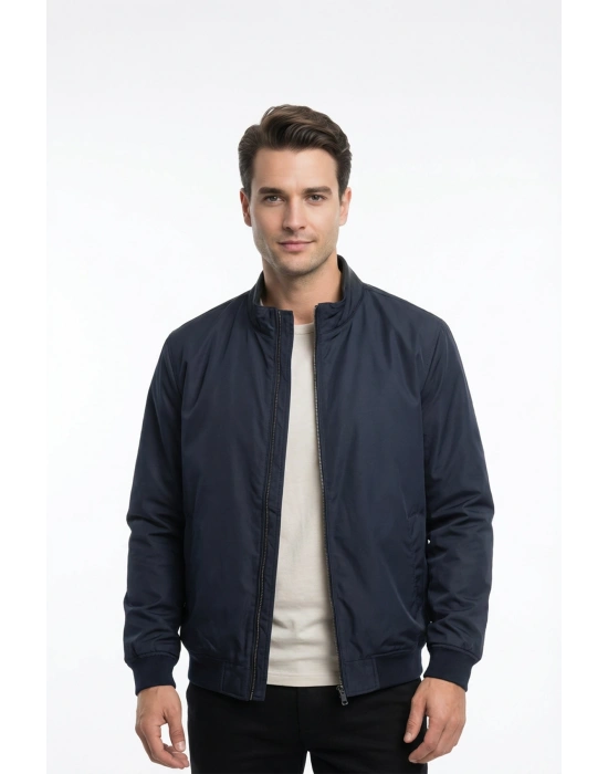 Timisvat Erkek Lacivert Çift Taraflı Deri Ceket