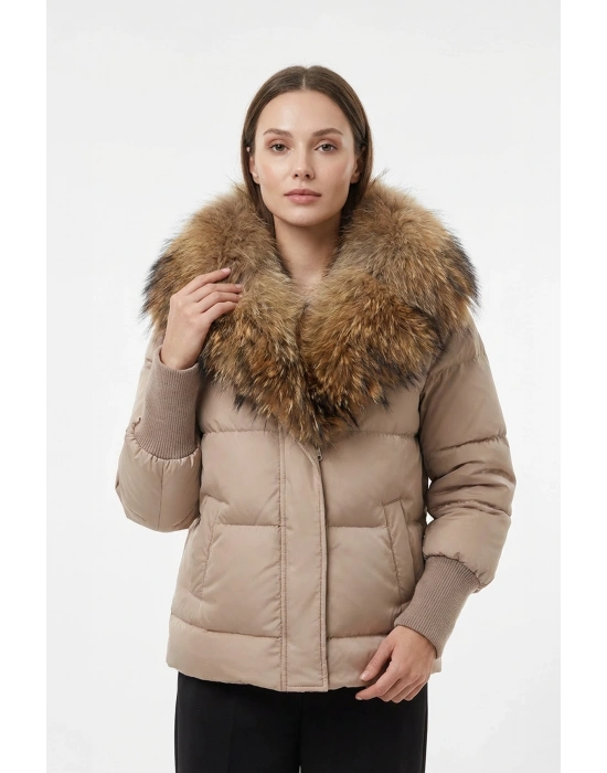 Tulnos Kadın Krem Tilki Kürkü Parka