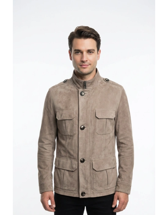 Zenimos Erkek Bej Safari Süet Ceket