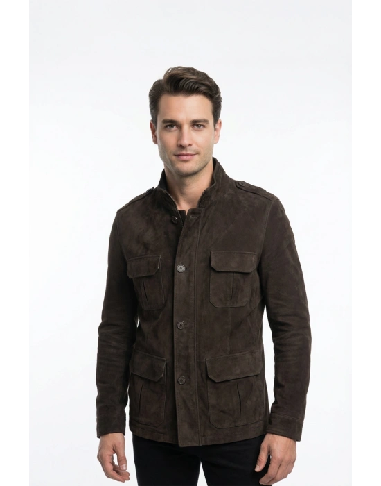 Zenimos Erkek Kahverengi Safari Süet Ceket