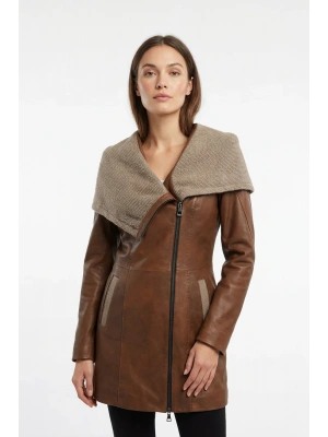 Koletsa Kadın Kahverengi Uzun Deri Ceket