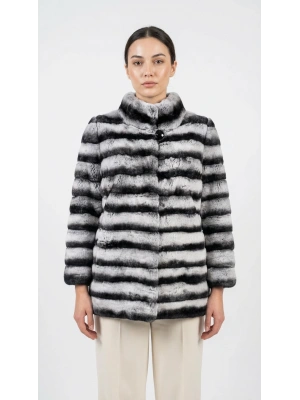 Arsevos Kadın Klasik Chinchilla Uzun Kürk Ceket