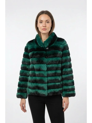 Arsevos Kadın Yeşil Uzun Rex Kürkü Ceket