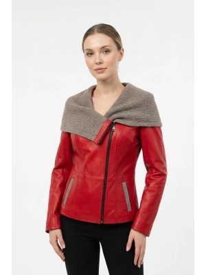 Koletsa Kadın Kırmızı Kısa Deri Ceket