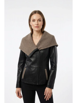 Koletsa Kadın Kırmızı Kısa Deri Ceket