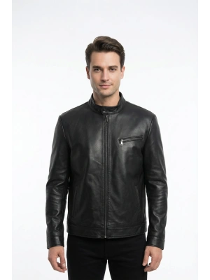 Kolona Erkek Siyah Deri Ceket