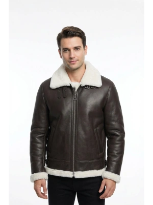 Kukulat Erkek Siyah Kürklü Deri Kaban