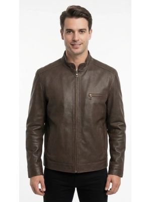 Makalis Erkek Siyah Destroyer Deri Ceket