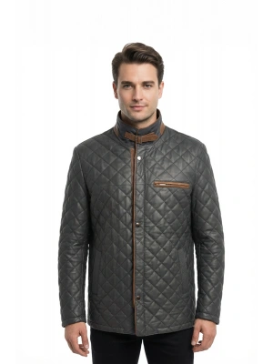 Makrevis Erkek Siyah Deri Ceket