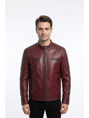 Palivat Erkek Bordo Deri Ceket