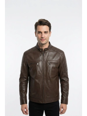 Palivat Erkek Kahverengi Deri Ceket